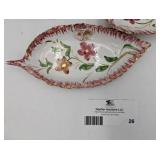 Vintage Royalty Rose Porcelain Bell and Italian Hand Painted Plates