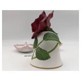 Vintage Royalty Rose Porcelain Bell and Italian Hand Painted Plates