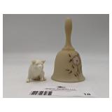 Belleek Porcelain Pig & Fenton Bell Hand-painted by Lisa J