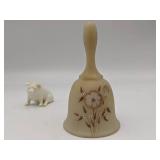 Belleek Porcelain Pig & Fenton Bell Hand-painted by Lisa J