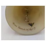 Belleek Porcelain Pig & Fenton Bell Hand-painted by Lisa J