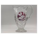 Rare Vintage Hofbauer Glass Pitcher From The Ruby Byrdes Collection & Waterford Glass Urn with Top