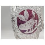 Rare Vintage Hofbauer Glass Pitcher From The Ruby Byrdes Collection & Waterford Glass Urn with Top