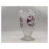 Rare Vintage Hofbauer Glass Pitcher From The Ruby Byrdes Collection & Waterford Glass Urn with Top