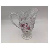 Rare Vintage Hofbauer Glass Pitcher From The Ruby Byrdes Collection & Waterford Glass Urn with Top