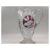 Rare Vintage Hofbauer Glass Pitcher From The Ruby Byrdes Collection & Waterford Glass Urn with Top