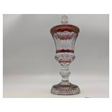 Rare Vintage Hofbauer Glass Pitcher From The Ruby Byrdes Collection & Waterford Glass Urn with Top