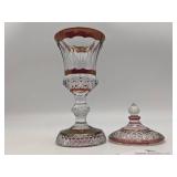Rare Vintage Hofbauer Glass Pitcher From The Ruby Byrdes Collection & Waterford Glass Urn with Top