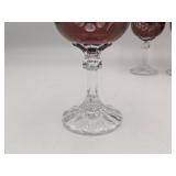 Set of 6 Beautiful Vintage Cut Crystal Ruby Wine Glasses