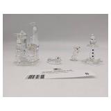 Vintage 4 Piece Swarovski Crystal Collection-Clown from the Zoo Collection, Crystal Castle, Duck, & Snowman