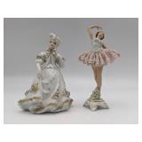 Rare Vintage Sandizell West Germany Ballerina Porcelain Figurine & Lefton China Hand Painted Figurine