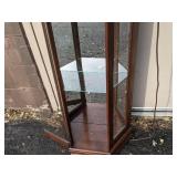 2 Gorgeous Curio Cabinets-Phillip Reinisch Oak Corner Curio Cabinet 72" x 19" x 9.5"x 9.5"x 9.5"  and 30" x 14.5" x 6.5" Wall Curio Cabinet