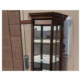 2 Gorgeous Curio Cabinets-Phillip Reinisch Oak Corner Curio Cabinet 72" x 19" x 9.5"x 9.5"x 9.5"  and 30" x 14.5" x 6.5" Wall Curio Cabinet