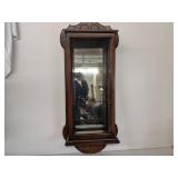 2 Gorgeous Curio Cabinets-Phillip Reinisch Oak Corner Curio Cabinet 72" x 19" x 9.5"x 9.5"x 9.5"  and 30" x 14.5" x 6.5" Wall Curio Cabinet