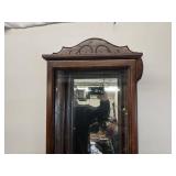2 Gorgeous Curio Cabinets-Phillip Reinisch Oak Corner Curio Cabinet 72" x 19" x 9.5"x 9.5"x 9.5"  and 30" x 14.5" x 6.5" Wall Curio Cabinet