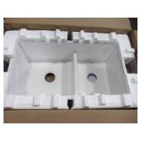 BLANCO Precis 33-in x 18-in White Double Offset Bowl Undermount Residential Kitchen Sink 442524