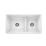 BLANCO Precis 33-in x 18-in White Double Offset Bowl Undermount Residential Kitchen Sink 442524
