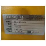 Econo Lift Stationary Hydraulic Dumper, SD36-20, 2000 lb Load Capacity. 110V. With Sorting Table. - Used in Warehouse - $1500.00 Low Reserve!