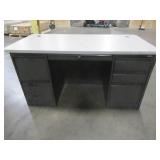 Sandusky 6 Drawer Steel Desk with Laminate Top - 1 Drawer off glides, missing key. Used in warehouse.