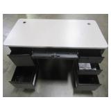 Sandusky 6 Drawer Steel Desk with Laminate Top - 1 Drawer off glides, missing key. Used in warehouse.