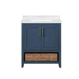 Home Decorators Collection Newhall Bath Vanity In Grayish Blue with Cultured Marble Vanity Top (Top Is Cracked See Photos)