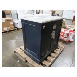 Home Decorators Collection Bath Vanity in Navy Blue with Carrara Marble Vanity Top (Top Is Cracked See Photos)