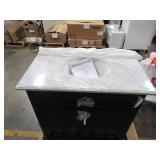 Home Decorators Collection Bath Vanity in Navy Blue with Carrara Marble Vanity Top (Top Is Cracked See Photos)