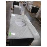 Home Decorators Collection Bath Vanity in Navy Blue with Carrara Marble Vanity Top (Top Is Cracked See Photos)