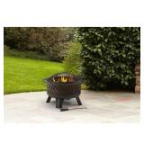 Hampton Bay Piedmont 30 in. Steel Fire Pit in Black with Cooking Grate OFW992RA