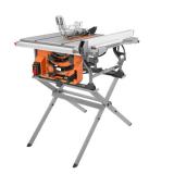 RIDGID 15 Amp 10 in. Table Saw with Folding Stand - Open Carton Maybe missing parts.