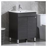 Wonline 24” Black Single Bathroom Vanity Cabinet (No Top)