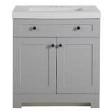Glacier Bay Everdean Pearl Gray Bath Vanity With Cultured Marble Vanity Top (Top Is Damaged See Photos)