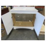 36 in. W x 19 in. D Bathroom Vanity in White With Vanity Top in Silver Ash with White Sink. - Crack on Back Top Brace.