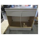 36 in. W x 19 in. D Bathroom Vanity in White With Vanity Top in Silver Ash with White Sink. - Crack on Back Top Brace.