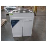 Glacier Bay All-in-One 24.125 in. Stainless Steel Laundry Sink with Faucet and Storage Cabinet Model 1521US-24-262