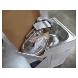 Glacier Bay All-in-One 24.125 in. Stainless Steel Laundry Sink with Faucet and Storage Cabinet Model 1521US-24-262