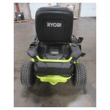 Ryobi 38 in. Battery Electric Riding Lawn Mower, With Charger, .47 Hours - Tire on RH Rear is Split - needs replacing - Otherwise Perfect!