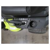 Ryobi 38 in. Battery Electric Riding Lawn Mower, With Charger, .47 Hours - Tire on RH Rear is Split - needs replacing - Otherwise Perfect!
