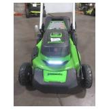 Greenworks 48V 21-inch Self-Propelled Walk-Behind Lawn Mower W/(4) 4 Ah Batteries - MISSING CHARGERS, BROKEN HANDLE - RUNS!