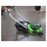 Greenworks 48V 21-inch Self-Propelled Walk-Behind Lawn Mower W/(4) 4 Ah Batteries - MISSING CHARGERS, BROKEN HANDLE - RUNS!