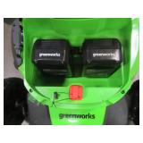 Greenworks 48V 21-inch Self-Propelled Walk-Behind Lawn Mower W/(4) 4 Ah Batteries - MISSING CHARGERS, BROKEN HANDLE - RUNS!