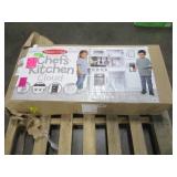 Melissa & Doug Wooden Chef’s Pretend Play Toy Kitchen With “Ice” Cube Dispenser – Cloud White - Carton Damage - Did not notice damage to product found at rip site.