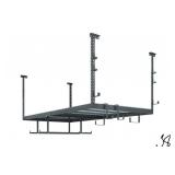 NEWAGE VersaRac 42 in. H x 48 in. W x 96 in. D Adjustable Height Garage Ceiling Mounted Storage Unit in Gray w/12-Piece Hooks