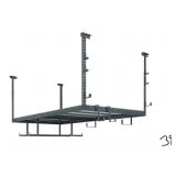 NEWAGE VersaRac 42 in. H x 48 in. W x 96 in. D Adjustable Height Garage Ceiling Mounted Storage Unit in Gray w/12-Piece Hooks