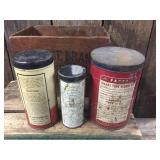 Vintage Tube Repair Tins in Wooden Chocolate Box