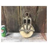 Antique Cast Iron/Wood Barn Pulley