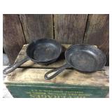 2 Vintage BSR Cast Iron Skillets 6 5/8"