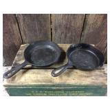 2 Small Cast Iron "3 Notch" Skillets