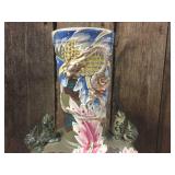 Vintage Oriental Hand Painted Dragon Vase