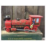 Vintage Trade Mark Modern Toys Battery Op Tin Train